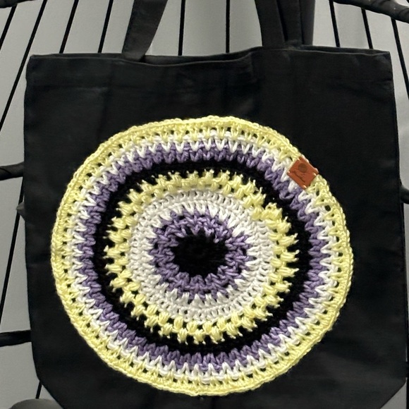 LGBTQ Personalized canvas tote bag Nonbinary Flag colors crochet appliqué - Picture 5 of 6